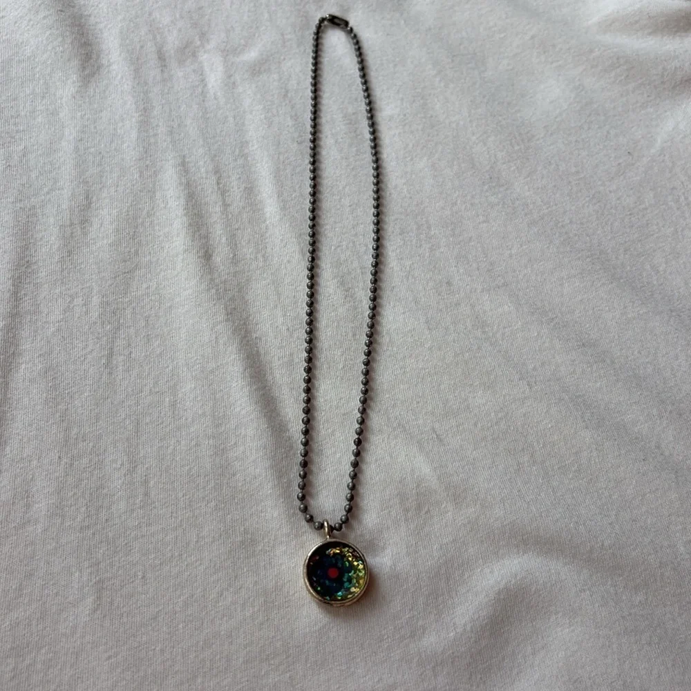 Vintage July Blue Birth Flower Necklace. Y2K